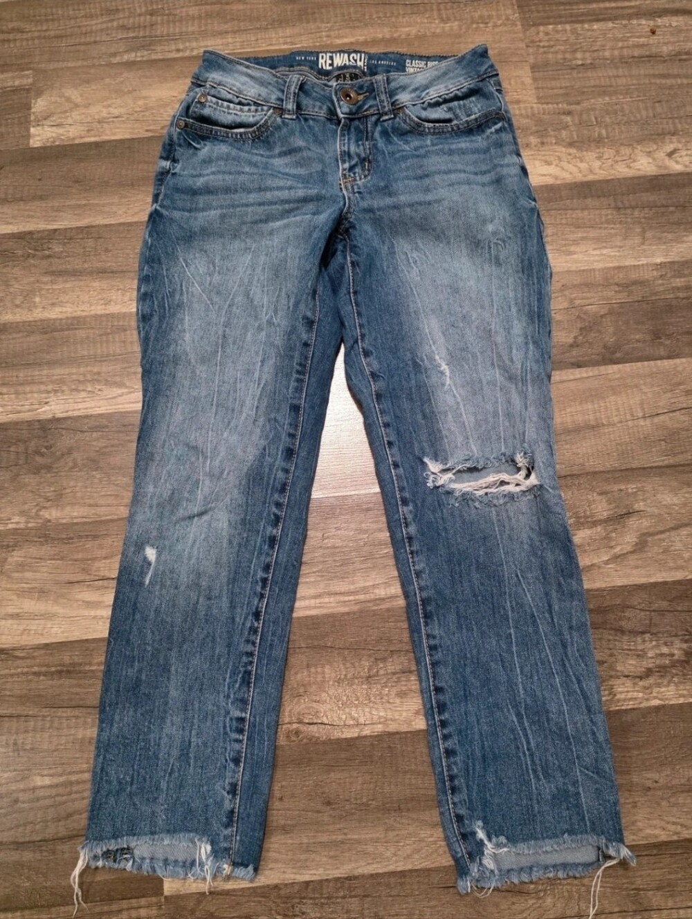 Rewash Women's Blue Distressed Straight Leg Jeans Size 3/26